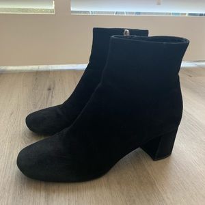 Classic Black suede PRADA booties block heel 35.5